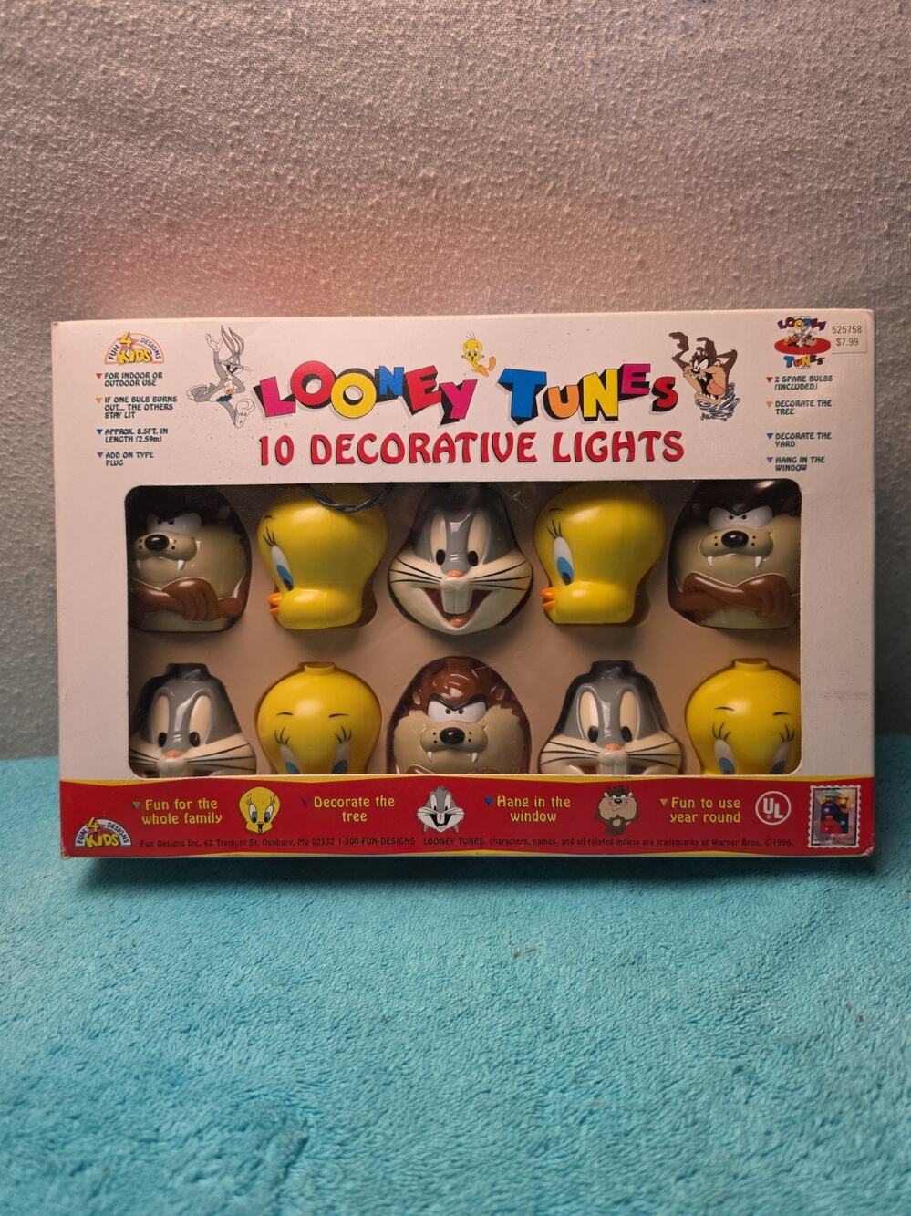 Vintage 1996 Fun Designs Looney Tunes 10 Decorative Party Lights String